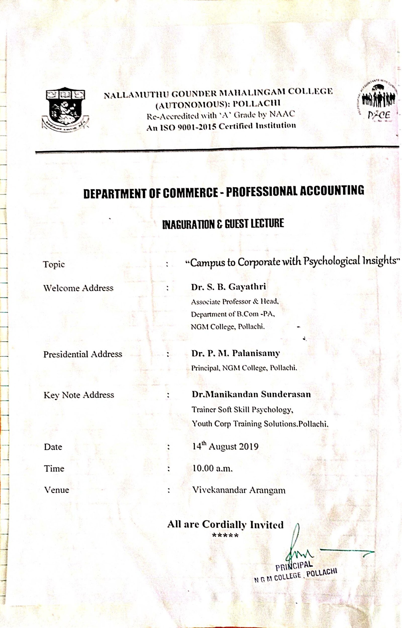 Guest Lecture Program on “Campus to Corporate with Psychological Insight’’